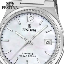 Festina Damenuhr Edelstahl silber Festina Swiss made Armbanduhr UF20035/1