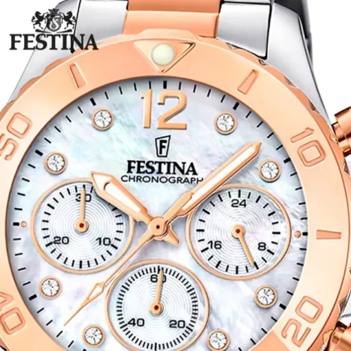 Festina Damenuhr Edelstahl silber rosé Festina Boyfriend Armbanduhr UF20605/1