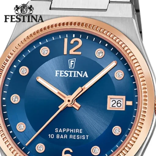 Festina Damenuhr Edelstahl silber rosé Festina Swiss Made Armbanduhr UF20037/2