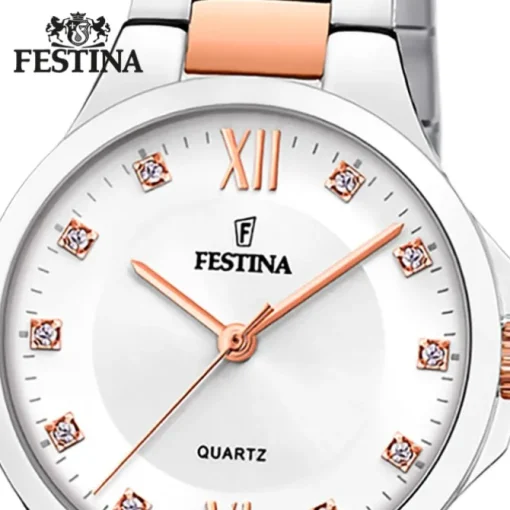 Festina Damenuhr Edelstahl silber rosé Festina Boyfriend Armbanduhr UF20612/1