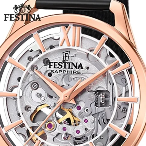 Festina Damenuhr Edelstahl schwarz Festina Automatik Armbanduhr UF20628/3