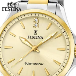 Festina Damenuhr Edelstahl silber gold Festina Solar Energy Solaruhr UF20655/3