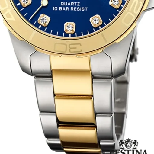 Festina Damenuhr Edelstahl silber gold Festina Boyfriend Armbanduhr UF20504/3