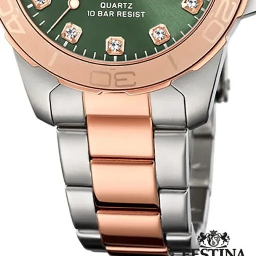 Festina Damenuhr Edelstahl silber gold Festina Boyfriend Armbanduhr UF20505/4