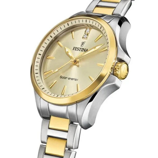 Festina Damenuhr Edelstahl silber gold Festina Solar Energy Solaruhr UF20655/3