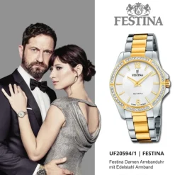Festina Damenuhr Edelstahl silber gold Festina Mademoiselle Armbanduhr UF20594/1