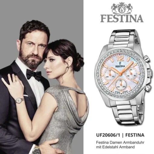 Festina Damenuhr Edelstahl silber Festina Boyfriend Armbanduhr UF20606/1