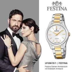 Festina Damenuhr Edelstahl silber gold Festina Mademoiselle Armbanduhr UF20619/1