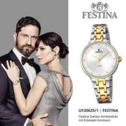 Festina Damenuhr Edelstahl silber gold Festina Mademoiselle Armbanduhr UF20625/1