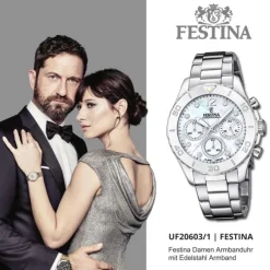 Festina Damenuhr Edelstahl silber Festina Boyfriend Armbanduhr UF20603/1