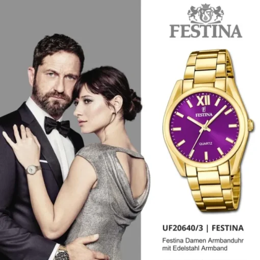 Festina Damenuhr Edelstahl gold Festina Boyfriend Armbanduhr UF20640/3