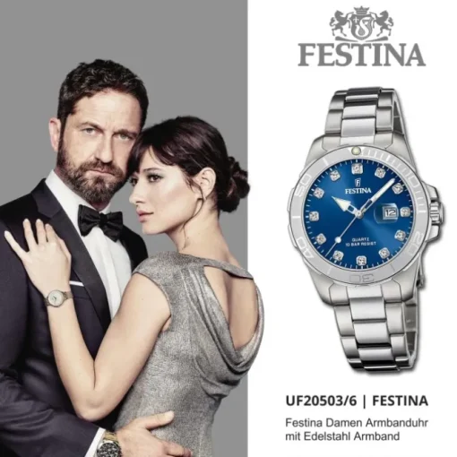 Festina Damenuhr Edelstahl silber Festina Boyfriend Armbanduhr UF20503/6