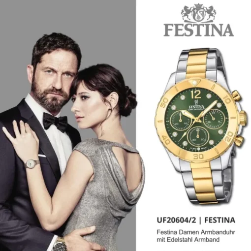 Festina Damenuhr Edelstahl silber gold Festina Boyfriend Armbanduhr UF20604/2