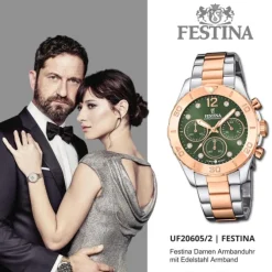 Festina Damenuhr Edelstahl silber gold Festina Boyfriend Armbanduhr UF20605/2
