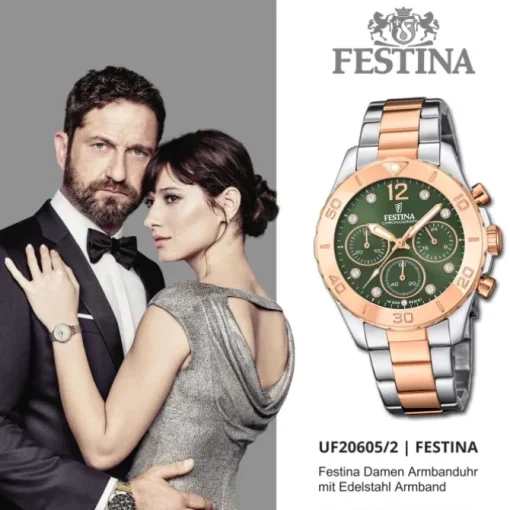 Festina Damenuhr Edelstahl silber gold Festina Boyfriend Armbanduhr UF20605/2
