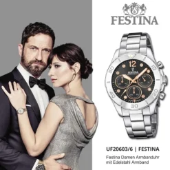 Festina Damenuhr Edelstahl silber Festina Boyfriend Armbanduhr UF20603/6