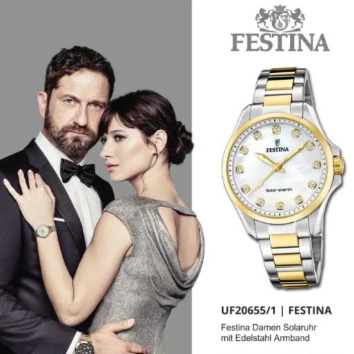 Festina Damenuhr Edelstahl silber gold Festina Solar Energy Solaruhr UF20655/1