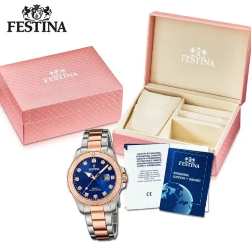 Festina Damenuhr Edelstahl silber gold Festina Boyfriend Armbanduhr UF20505/3