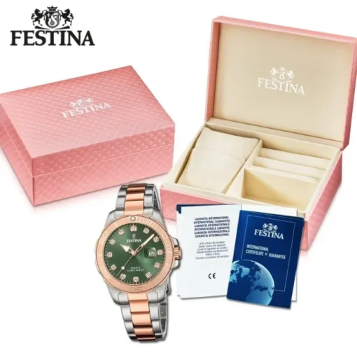 Festina Damenuhr Edelstahl silber gold Festina Boyfriend Armbanduhr UF20505/4