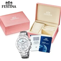 Festina Damenuhr Edelstahl silber Festina Boyfriend Armbanduhr UF20603/1