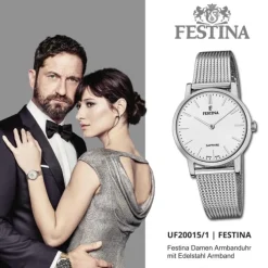 Festina Damenuhr Edelstahl silber Festina Swiss Made Armbanduhr UF20015/1