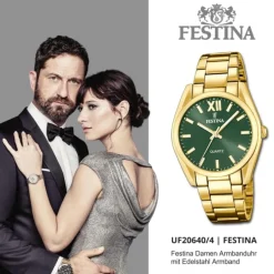 Festina Damenuhr Edelstahl gold Festina Boyfriend Armbanduhr UF20640/4