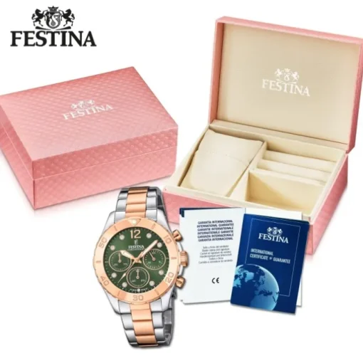 Festina Damenuhr Edelstahl silber gold Festina Boyfriend Armbanduhr UF20605/2