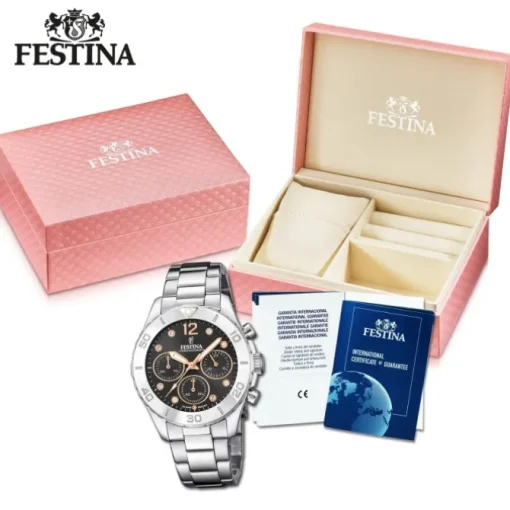 Festina Damenuhr Edelstahl silber Festina Boyfriend Armbanduhr UF20603/6