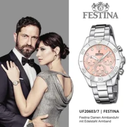 Festina Damenuhr Edelstahl silber Festina Boyfriend Armbanduhr UF20603/7