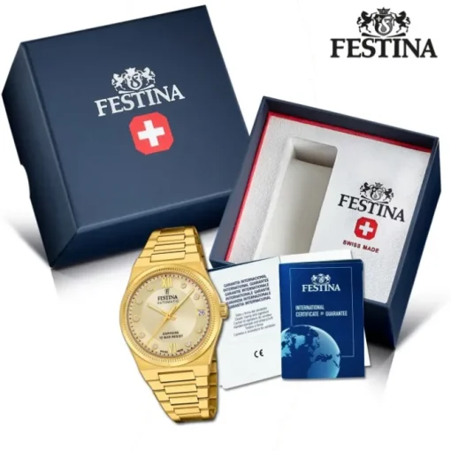 Festina Damenuhr Edelstahl gold Festina Swiss made Armbanduhr UF20033/2