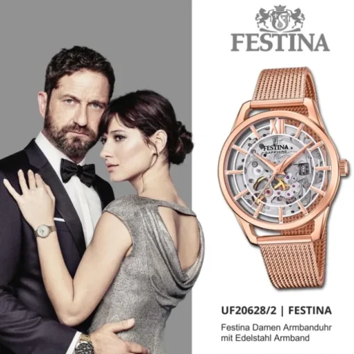 Festina Damenuhr Edelstahl rosé Festina Automatik Armbanduhr UF20628/2
