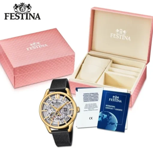 Festina Damenuhr Edelstahl schwarz Festina Automatik Armbanduhr UF20629/2