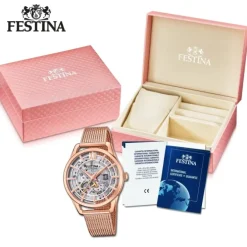 Festina Damenuhr Edelstahl rosé Festina Automatik Armbanduhr UF20628/2