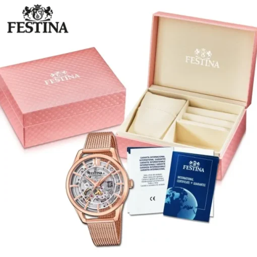 Festina Damenuhr Edelstahl rosé Festina Automatik Armbanduhr UF20628/2