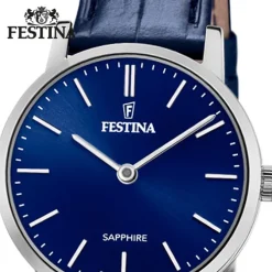 Festina Damenuhr Leder blau Festina Swiss Made Armbanduhr UF20013/3