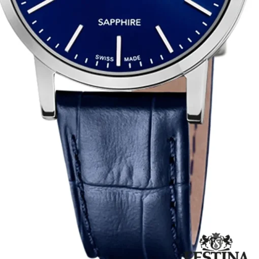 Festina Damenuhr Leder blau Festina Swiss Made Armbanduhr UF20013/3