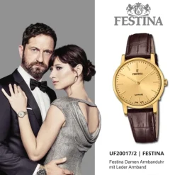 Festina Damenuhr Leder braun Festina Swiss Made Armbanduhr UF20017/2