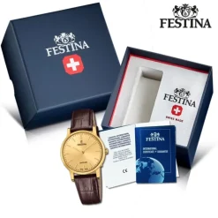 Festina Damenuhr Leder braun Festina Swiss Made Armbanduhr UF20017/2