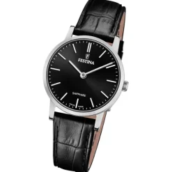 Festina Damenuhr Leder schwarz Festina Swiss Made Armbanduhr UF20013/4