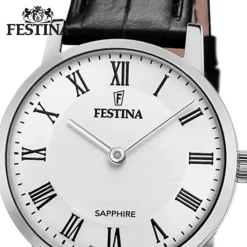 Festina Damenuhr Leder schwarz Festina Swiss Made Armbanduhr UF20013/2