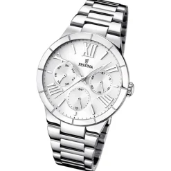FESTINA Damenuhr Mademoiselle Quarz weiß, Edelstahlband Trend Uhren UF16716/1