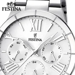 FESTINA Damenuhr Mademoiselle Quarz weiß, Edelstahlband Trend Uhren UF16716/1