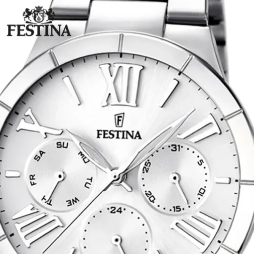 FESTINA Damenuhr Mademoiselle Quarz weiß, Edelstahlband Trend Uhren UF16716/1