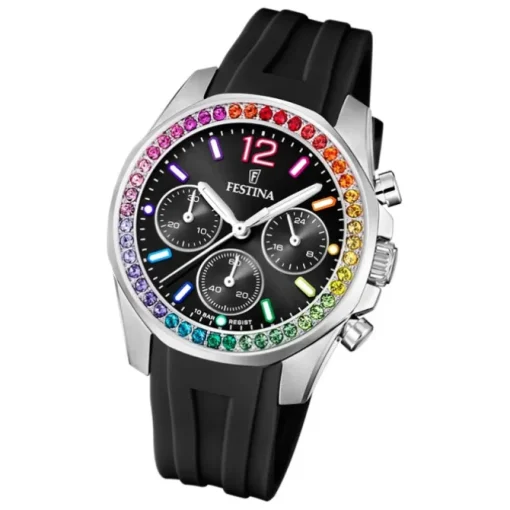 Festina Damenuhr PU schwarz Festina Boyfriend Armbanduhr UF20610/3