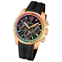 Festina Damenuhr PU schwarz Festina Boyfriend Armbanduhr UF20611/3