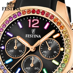 Festina Damenuhr PU schwarz Festina Boyfriend Armbanduhr UF20611/3
