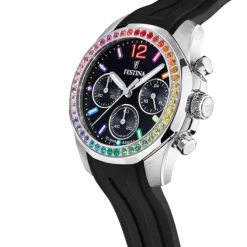 Festina Damenuhr PU schwarz Festina Boyfriend Armbanduhr UF20610/3
