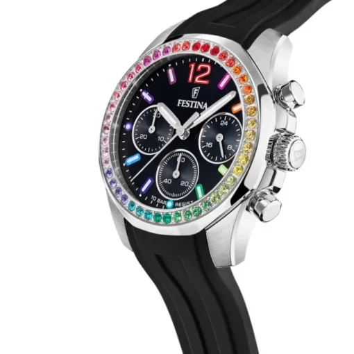 Festina Damenuhr PU schwarz Festina Boyfriend Armbanduhr UF20610/3