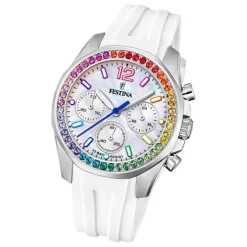 Festina Damenuhr PU weiß Festina Boyfriend Armbanduhr UF20610/2