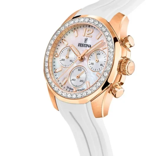 Festina Damenuhr PU weiß Festina Boyfriend Armbanduhr UF20611/1